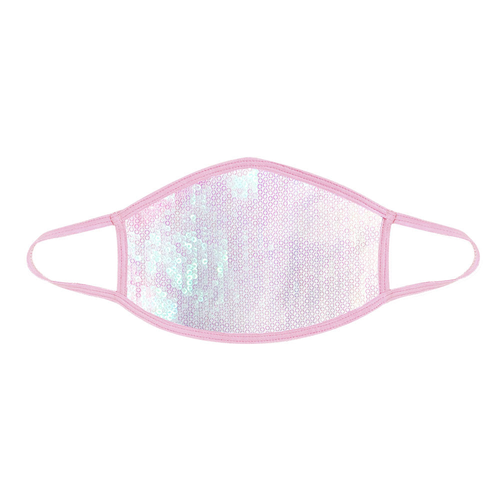 Ballet Sorbet White Sequin Dust Mask With Pastel Pink Trim NN-MSKM-BSO-PPI