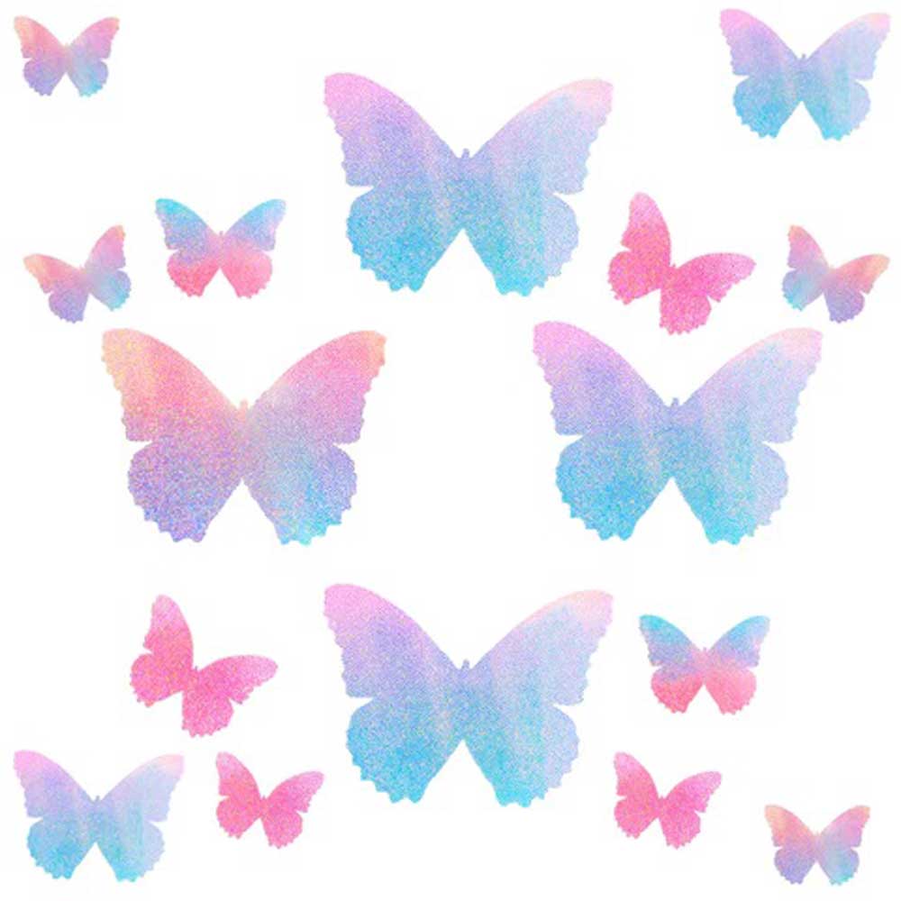 Tinky's Revenge Pink and Blue Holographic Blacklight Butterfly Nipple Sticker Crop Top NN-TR-BTF-TOP