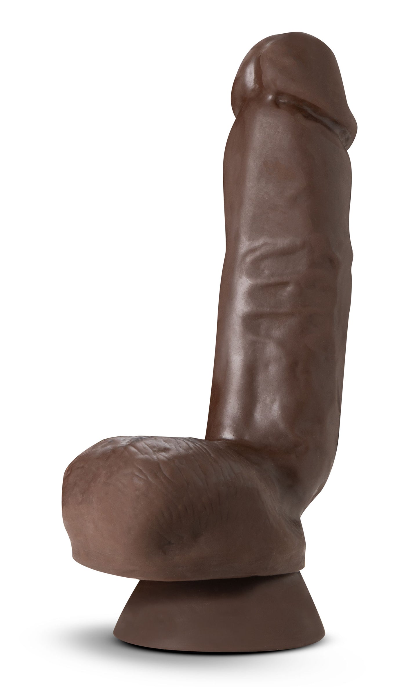 Dr. Skin Plus - 8 Inch Thick Poseable Dildo With Squeezable Balls - Chocolate BL-52686
