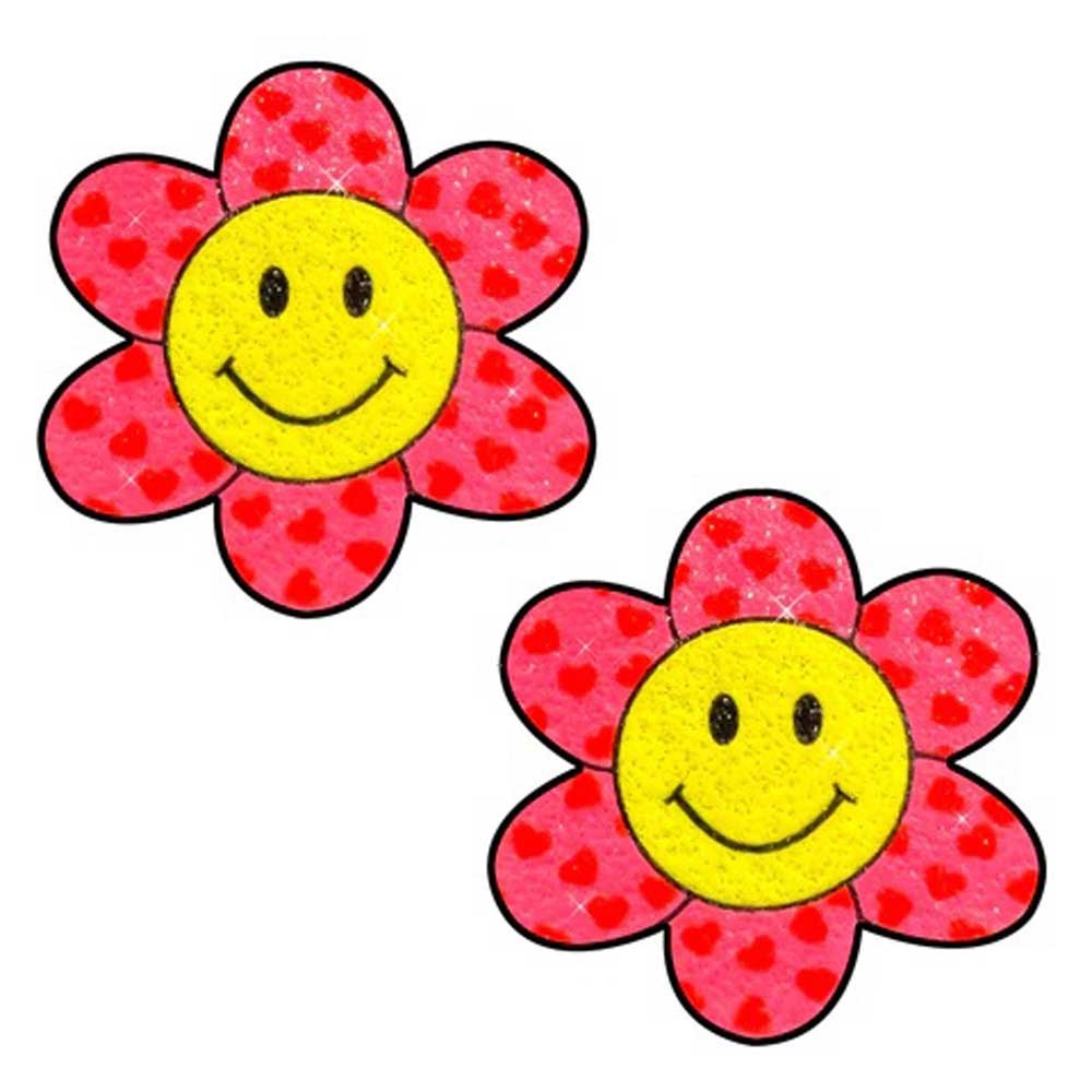 Freaking Awesome Smiley Flower Power Glitter Nipple Cover Pasties NN-FA-SMI-SNS