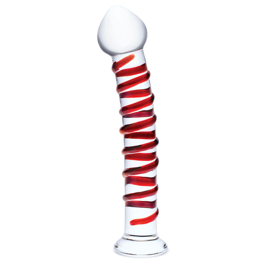 10 Inch Mr. Swirly Dildo - Red/clear GLAS-508