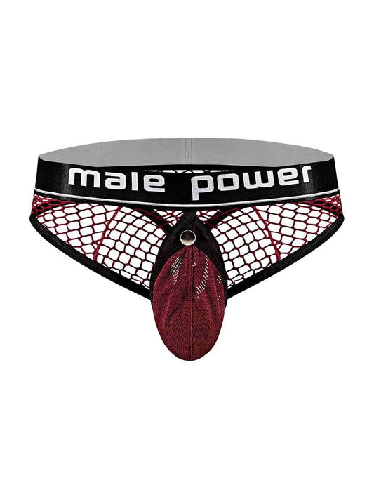 Cock Pit Net Cock Ring Thong - S/ M - Burgundy MP-410260BNSM