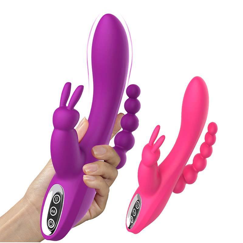 3 In 1 Clitoral Sucking Rabbit G Spot Vibrator Anal Triple Curve 12 Function Waterproof Dildo Vibrator For Her - Whoopee Shop