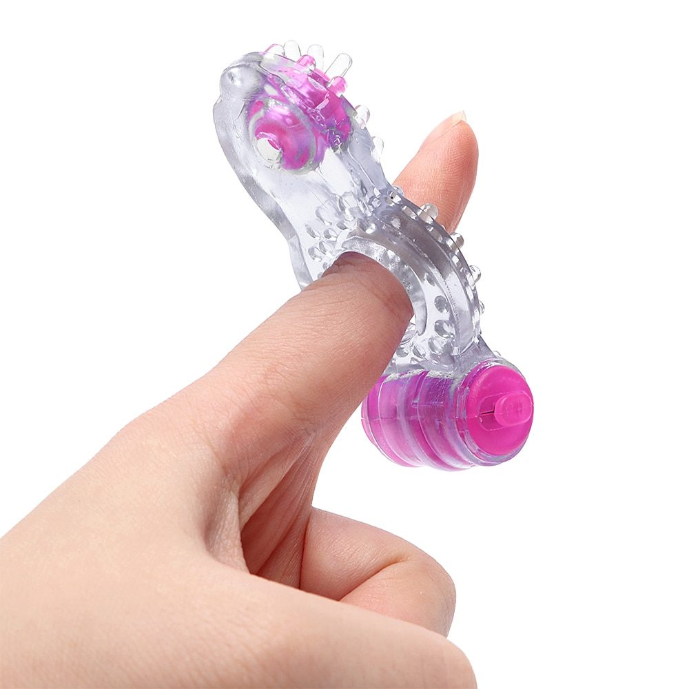 Longer Ejaculation Dual Pleasure Silicone Vibrator G-Spot Massager Clit Stimulator Penis Cock Ring Sex Toys For Men Male (Purple) - Whoopee Shop