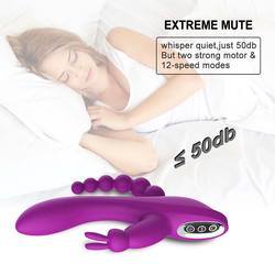 3 In 1 Clitoral Sucking Rabbit G Spot Vibrator Anal Triple Curve 12 Function Waterproof Dildo Vibrator For Her - Whoopee Shop