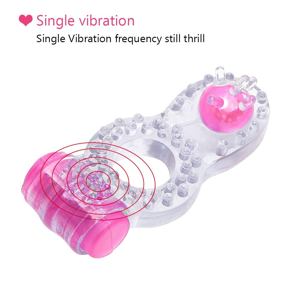 Longer Ejaculation Dual Pleasure Silicone Vibrator G-Spot Massager Clit Stimulator Penis Cock Ring Sex Toys For Men Male (Purple) - Whoopee Shop