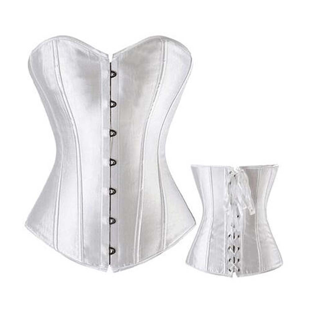 Women's Bustier Corset Top Sexy Lingerie White Satin Waist Corset - Whoopee Shop