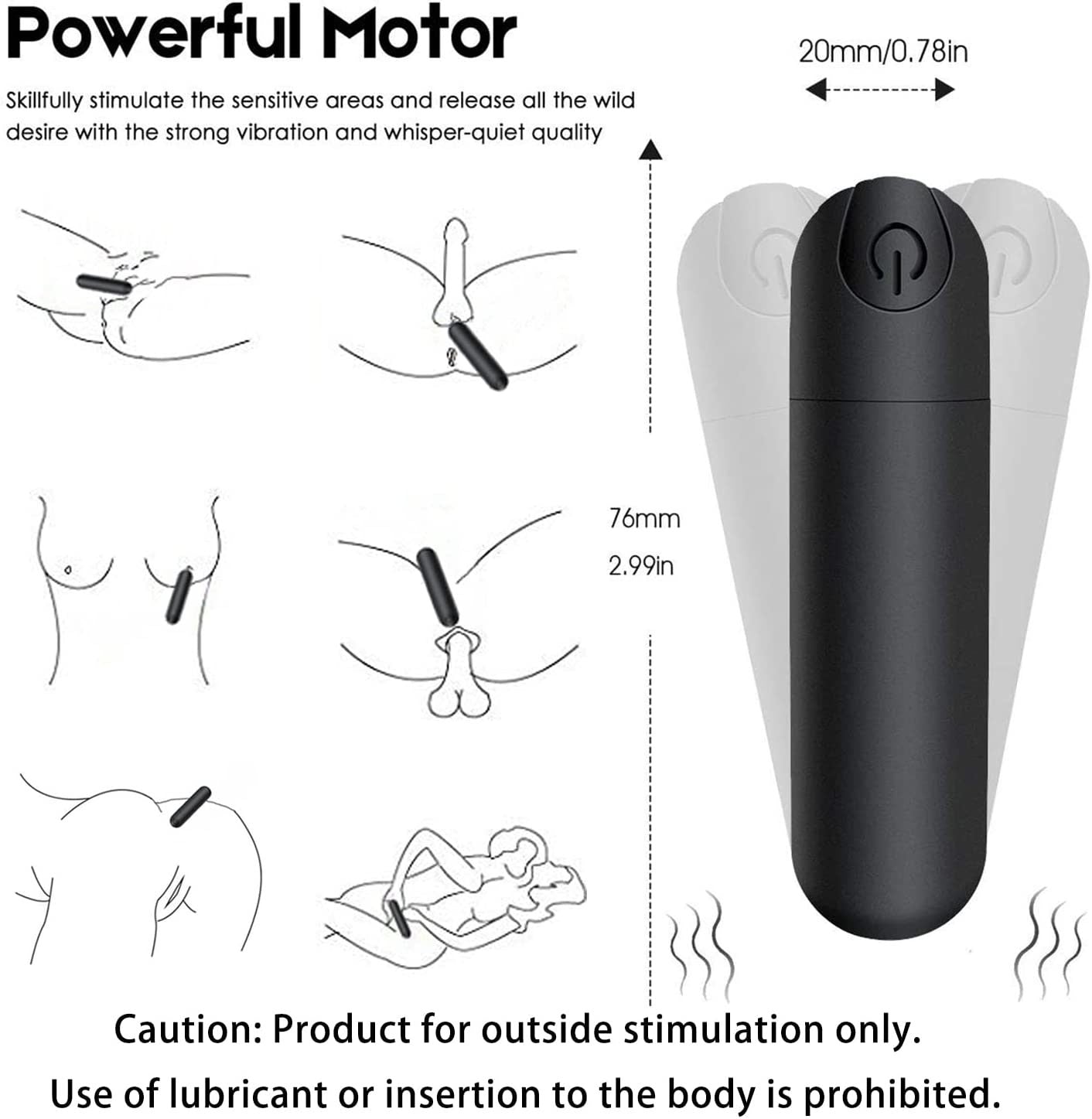 Powerful Vibrating Bullet with Remote Control - Black - Whoopee Shop