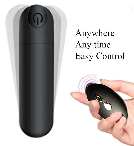 Powerful Vibrating Bullet with Remote Control - Black - Whoopee Shop