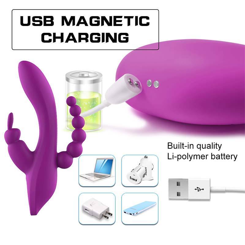 3 In 1 Clitoral Sucking Rabbit G Spot Vibrator Anal Triple Curve 12 Function Waterproof Dildo Vibrator For Her - Whoopee Shop