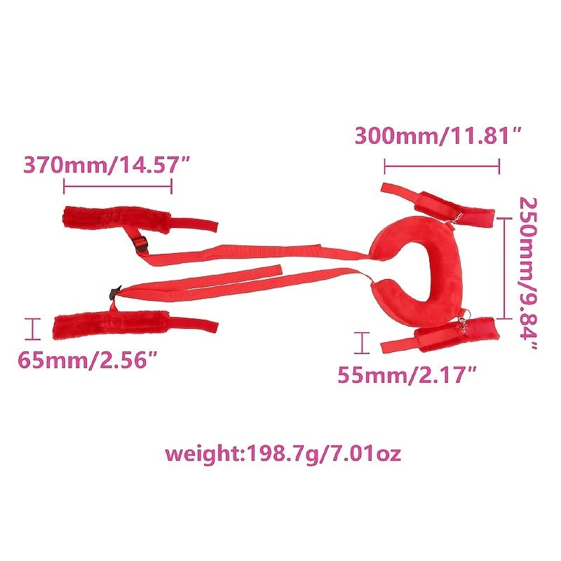 1 Set; BDSM Bed Restraints Kit; Wrist Leg Restraint System; Hand & Ankle Cuffs Bed Restraints Sex Bondage; Position Support Sling; Adjustable - Whoopee Shop