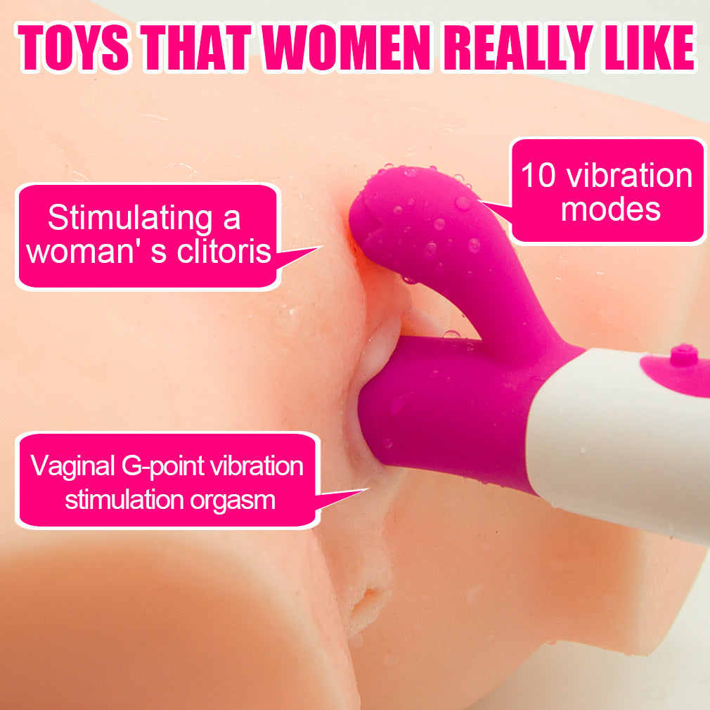 2 in 1 Rabbit Quiet Female Vibrators with Powerful Motors Clitoral Vibrator, Vibrating Dildos for Women Back and forth Vibrators for Women - Whoopee Shop