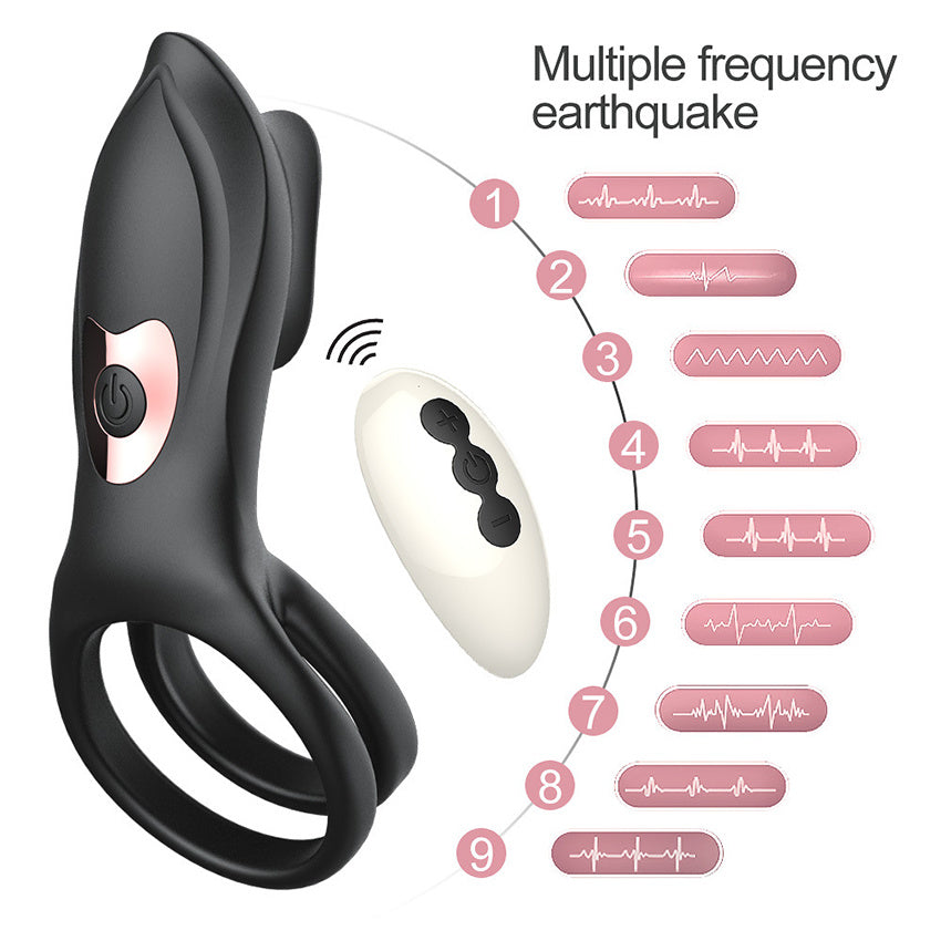 Remote Control Vibrating Penis Cock Ring Sex Toys Clitoris Vibrator Delay Male Lock Masturbator - Whoopee Shop