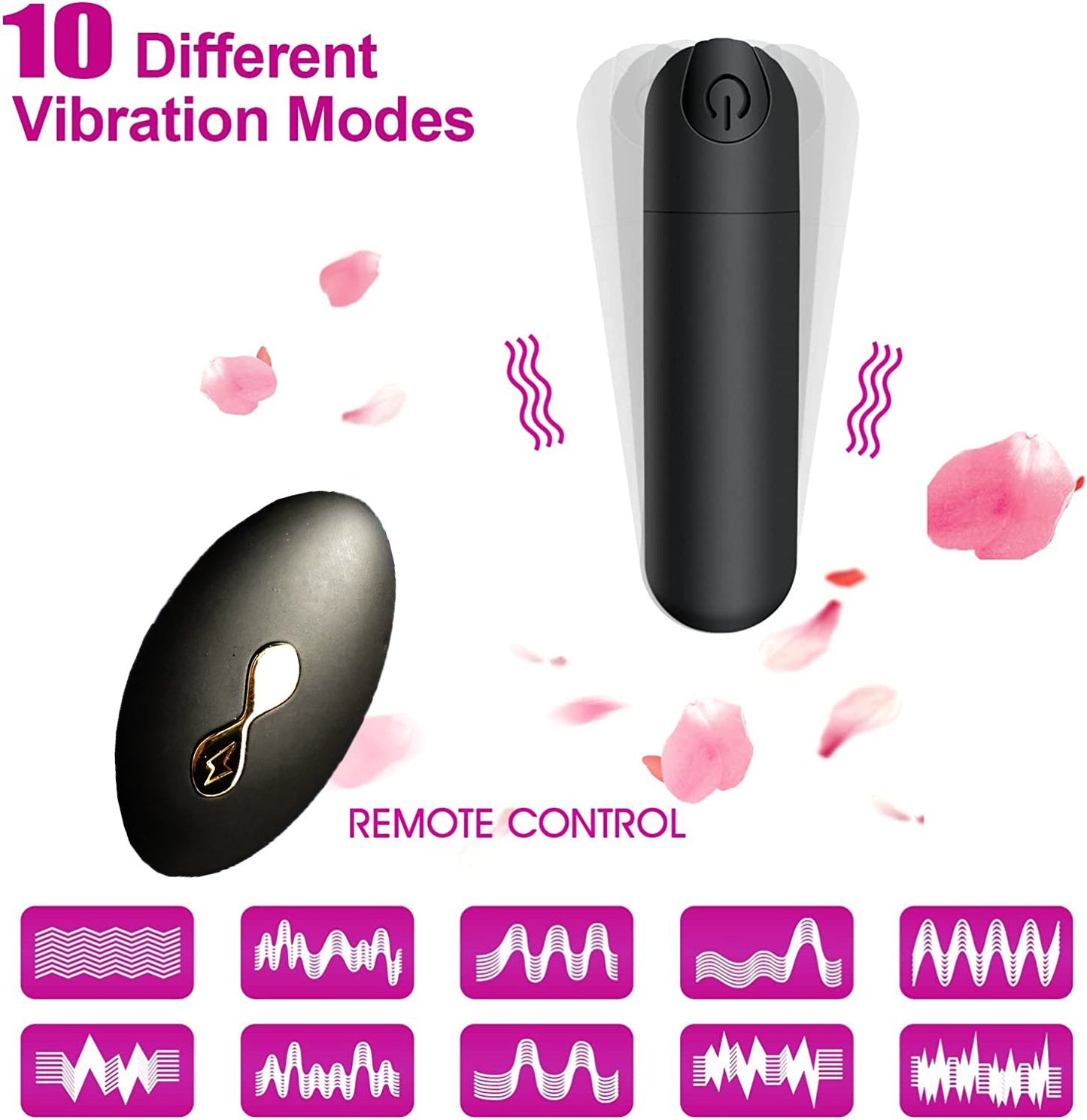 Powerful Vibrating Bullet with Remote Control - Black - Whoopee Shop