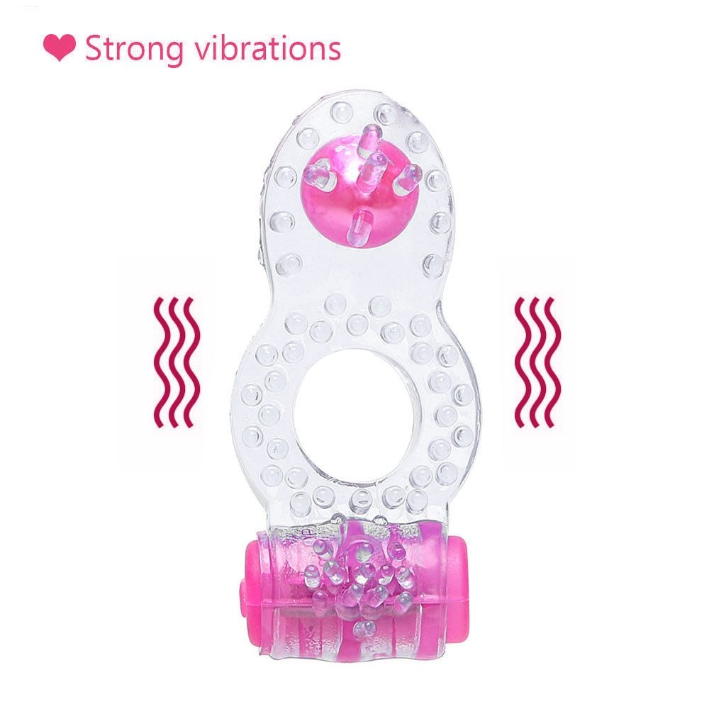 Longer Ejaculation Dual Pleasure Silicone Vibrator G-Spot Massager Clit Stimulator Penis Cock Ring Sex Toys For Men Male (Purple) - Whoopee Shop