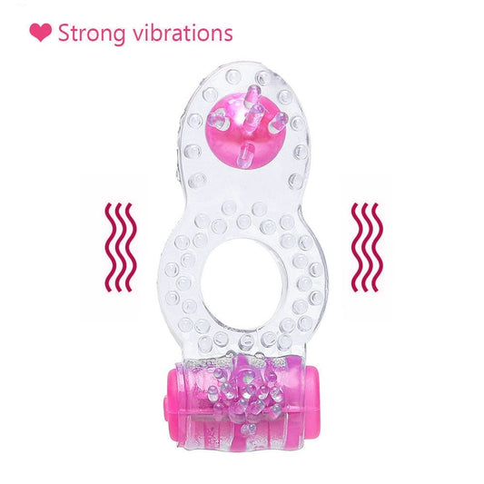 Longer Ejaculation Dual Pleasure Silicone Vibrator G-Spot Massager Clit Stimulator Penis Cock Ring Sex Toys For Men Male (Purple) - Whoopee Shop