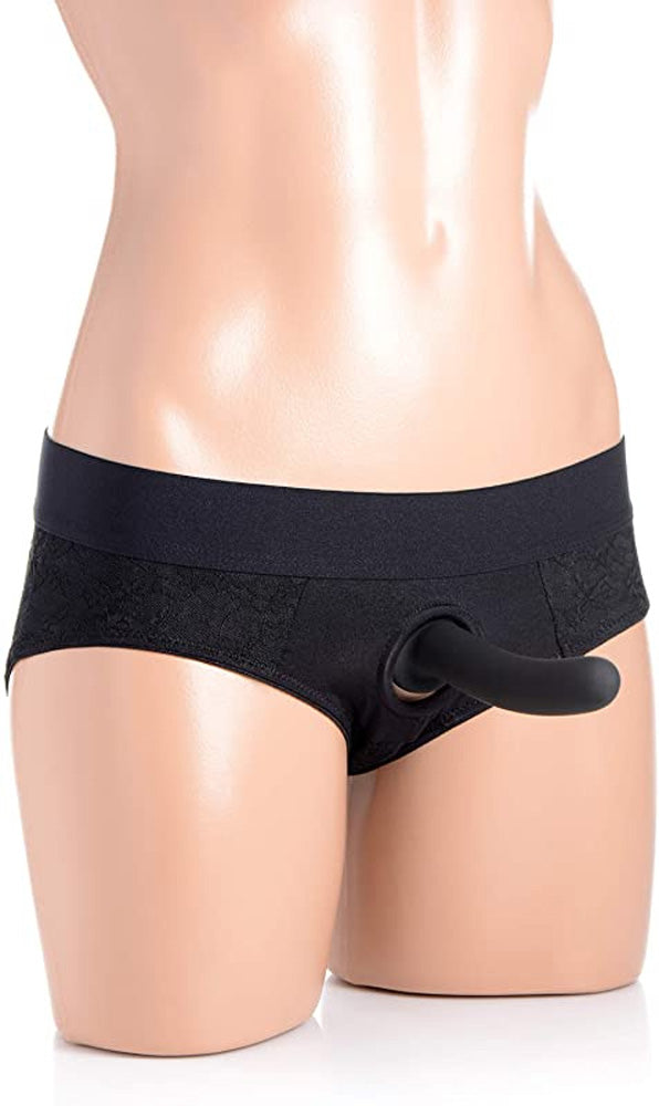 Lace Envy Crotchless Panty Harness - 2xl - Black SU-AG453-2XL